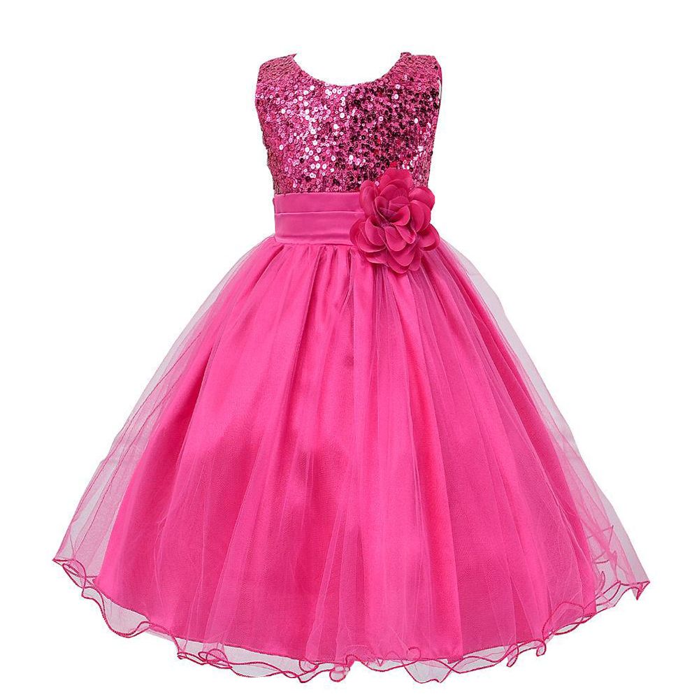 Flower Girl Kids Baby Xmas Bridesmaid Party Formal Sequin Ball Gown Dress 2-10Y