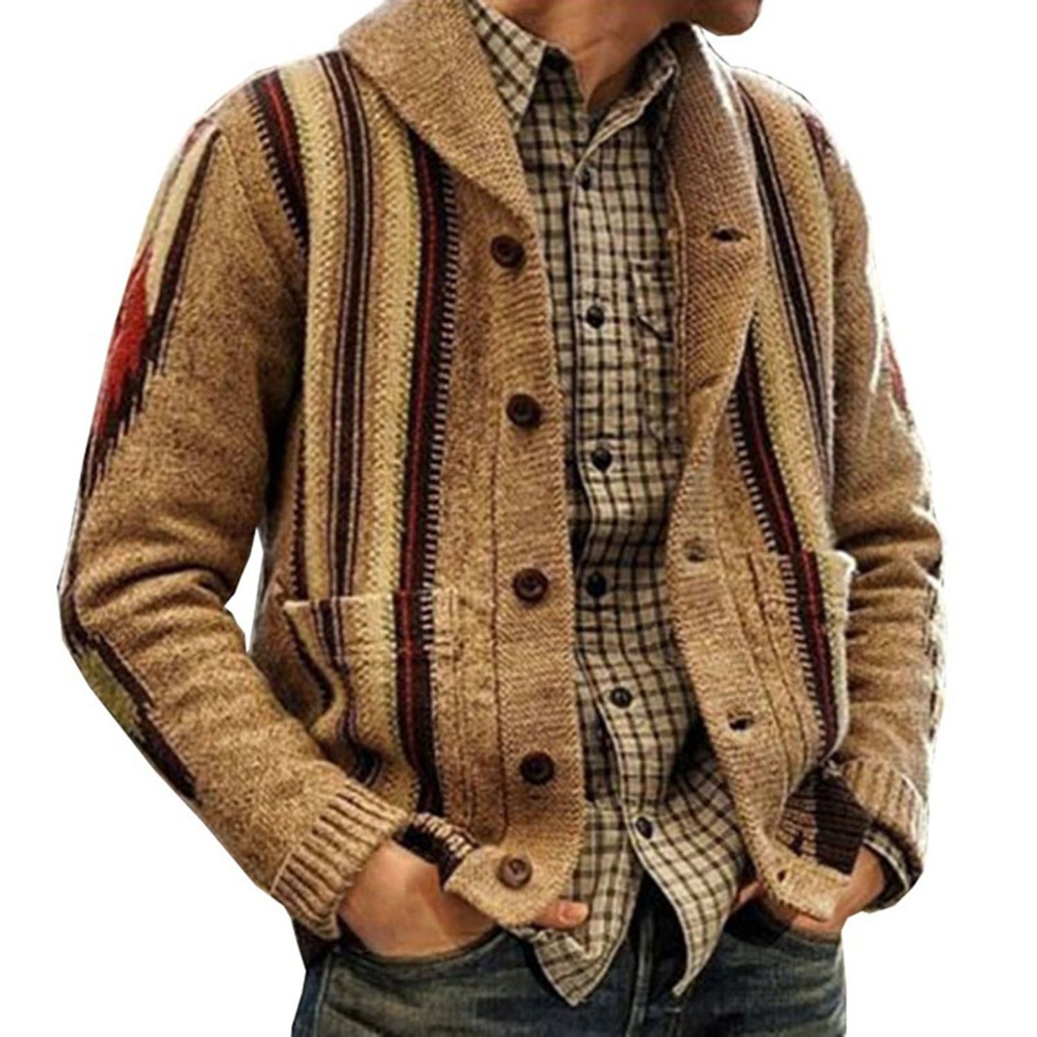 Sweater Coat Anti-shrink Thermal Ribbing Cuff Men Sweater Coat