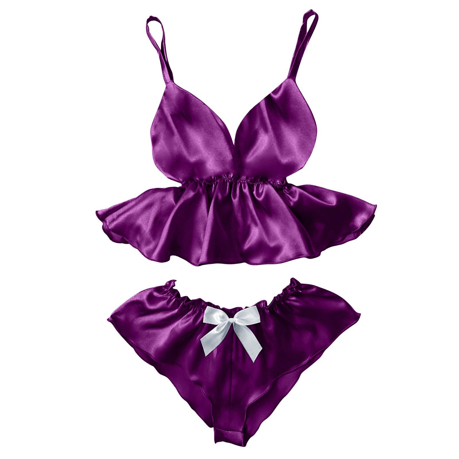 Women's y Pajamas Sleepwear Plus Size V-neck Sleep Tops Solid Bowknot Shorts Set Lingerie Pajama Women's Home Clothes