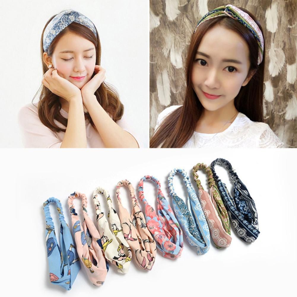 Women Fashion Harajuku Chiffon HairBand Elastic Headband Girls Head Wrap Turban Hair Accessories