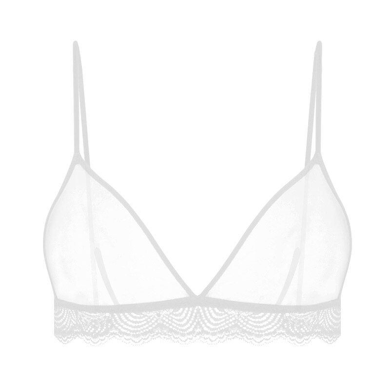 Ladies Bra Lace Bralette Top Halter Lingerie Underwear Intimate Bra 3/4 Cups Crop Top Unlined Soft Bras Translucent