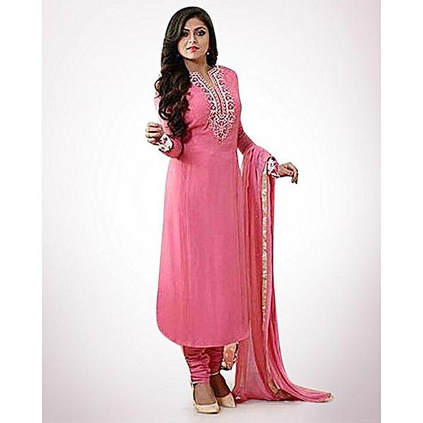 Unstitched Light Salmon Cotton Salwar Kameez