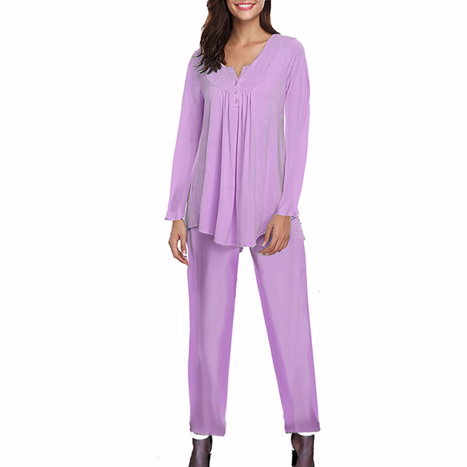 2020 Women's Pajama Set, Casual Long Sleeve Top and Pants Two-piece Suit Home Clothing for Wearing in Spr