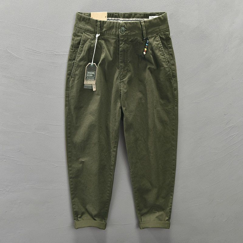 Men Autumn Fashion Solid Color Korean Style Harem Pants Male Harajuku Casual Loose Mid Waist Wild Slim Fit Cotton Pencil Trouser