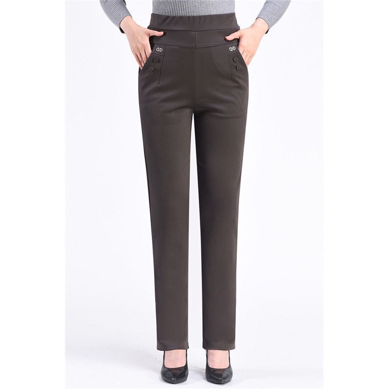 Spring Autumn Straight Pants Women Slim Casual Office Women's Pants High Waist Pocket Trousers Pantalon Plus Size