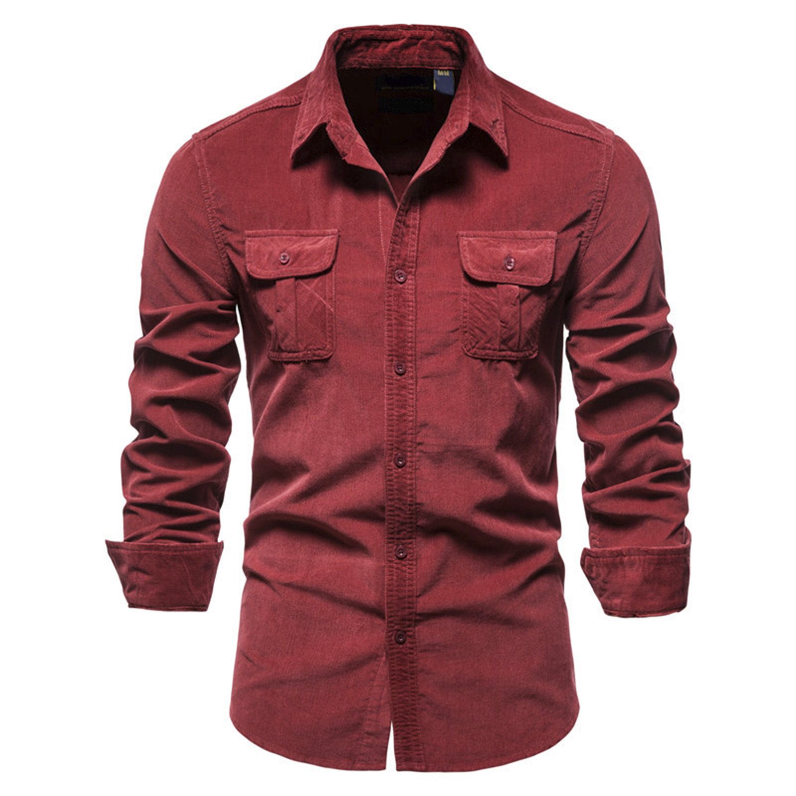 Male Shirt Buttons Cuff Casual Button Decor Pure Color Male Shirt