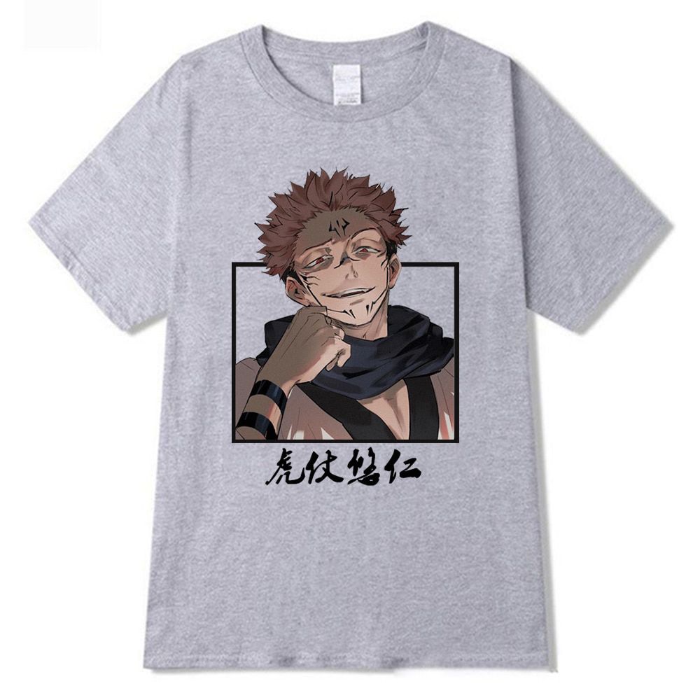 Jujutsu Kaisen Itadori Yuji Men Short Sleeve T-shirts Loose Harajuku Printed Women Korean Style