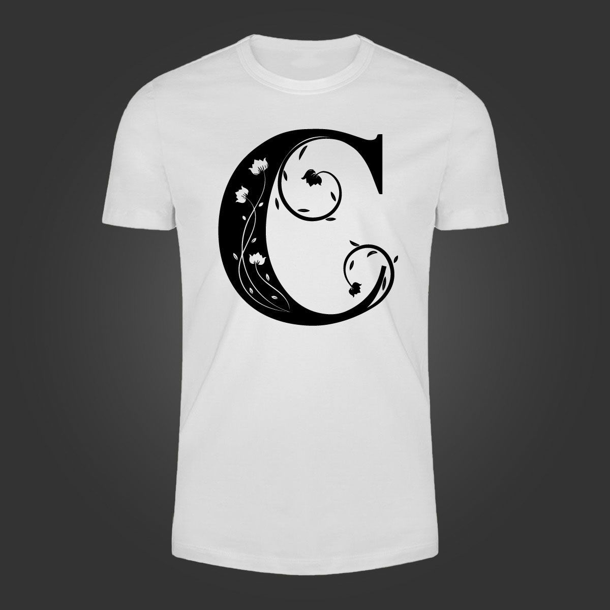 White Synthetic Alphabet T-shirt A to Z T-shirt for Men/Women