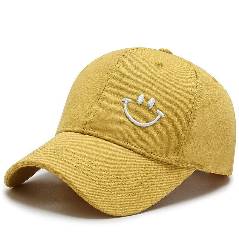 1pc Adjustable,Solid Baseball Cap Women Summer Sunscreen Hat Smile Character Embroidery Casual Adjustable Men Snapback Sunhat Golf Baseball Hat