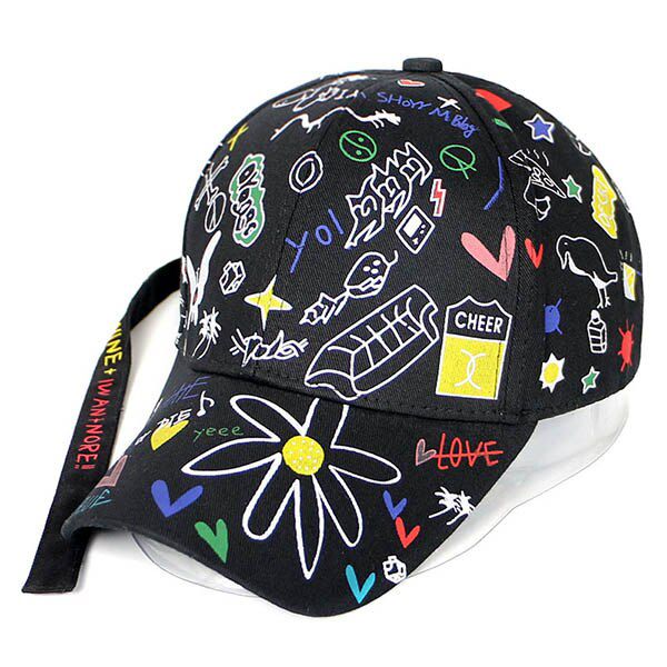Graffiti Baseball Cap Women Men 2020 Summer Print Snapback Gorras Para Hombre Casquette Femme Hip Hop Hats Black