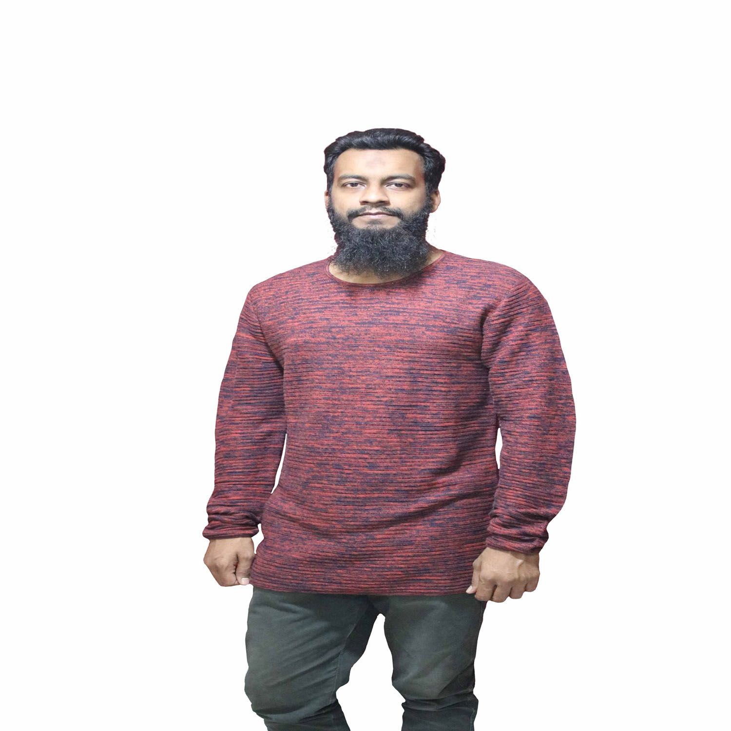 Cotton Long Sleeve Sweater - Red Mix