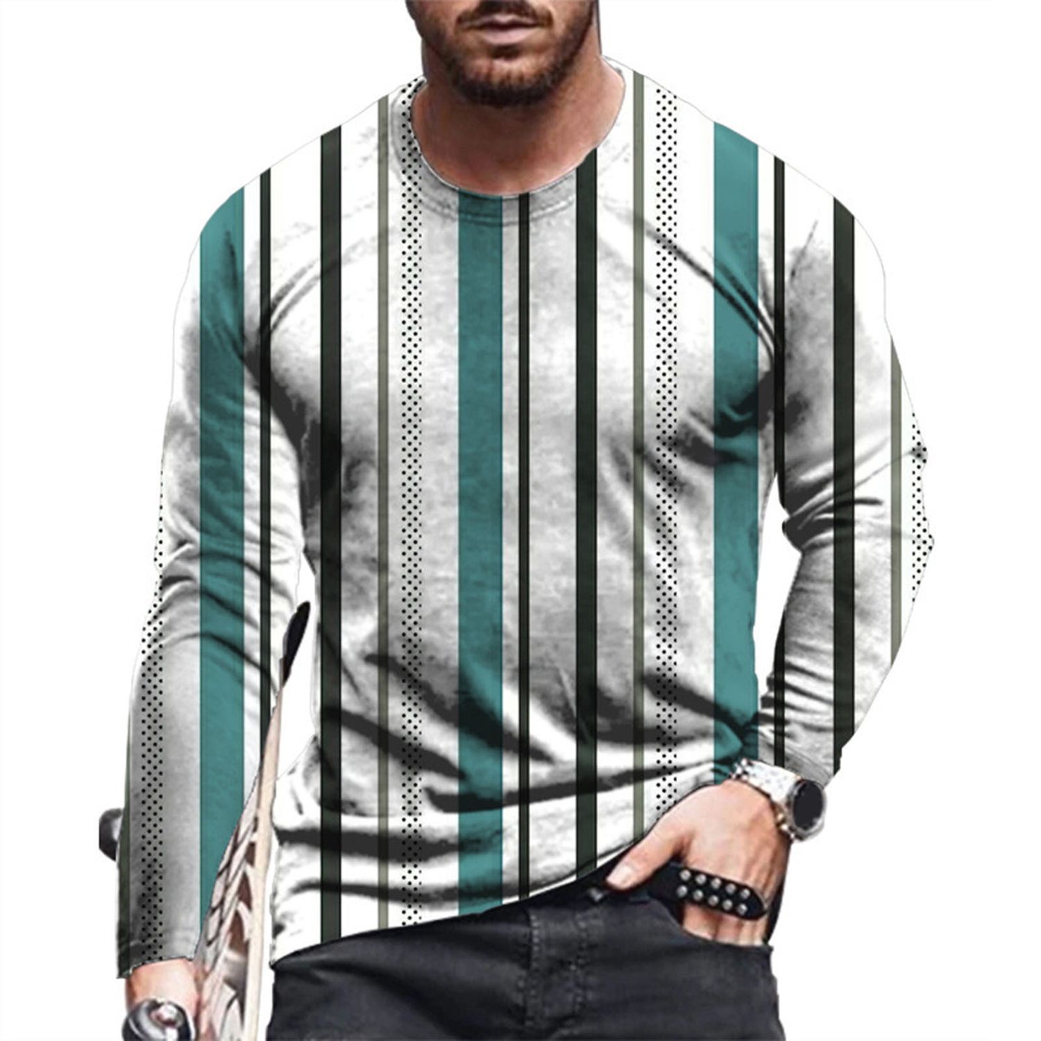 Men T-shirt Colorfast Slim Fit Spring T-shirt