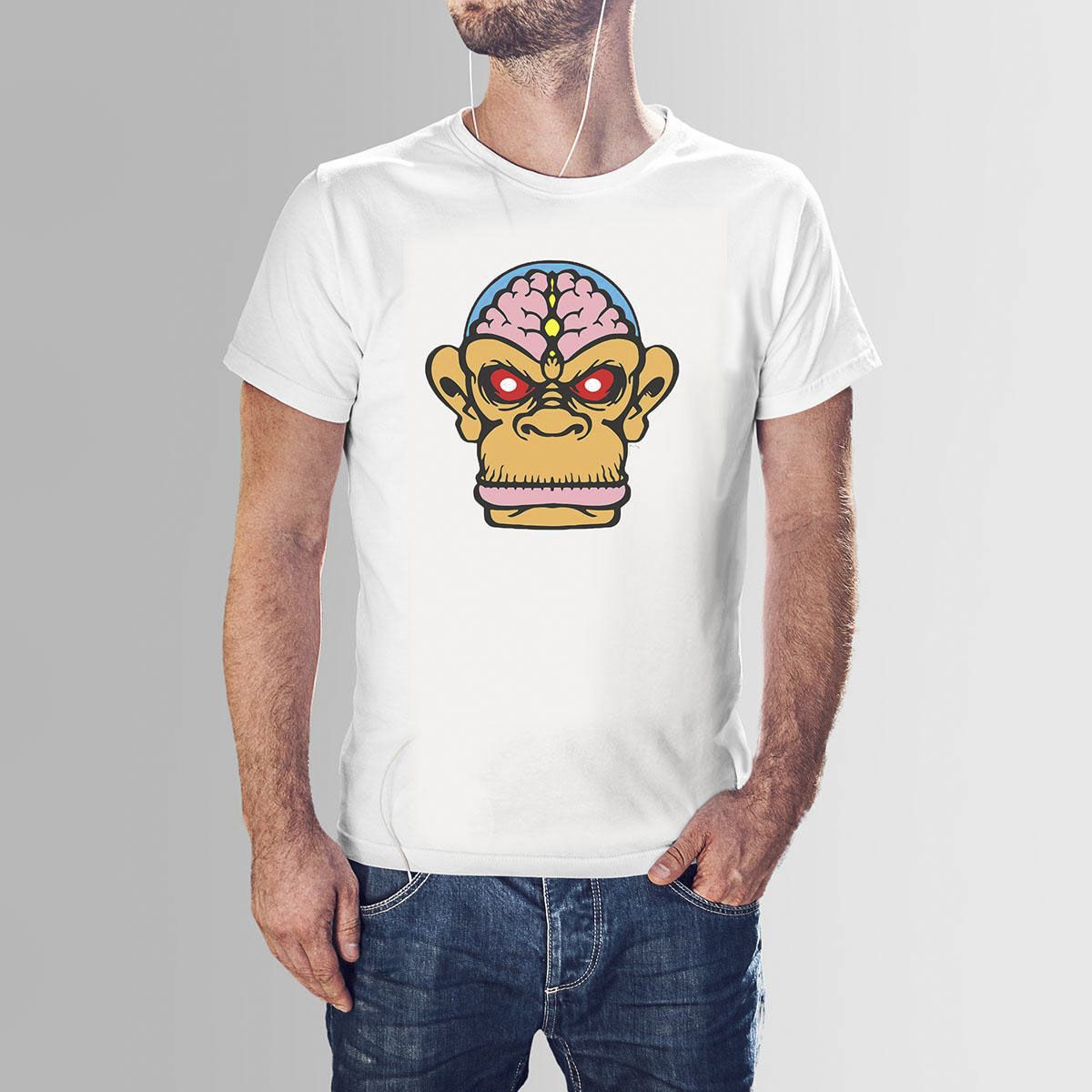 White Cotton Monkey king Cartoon HNH  T-shirt For Men