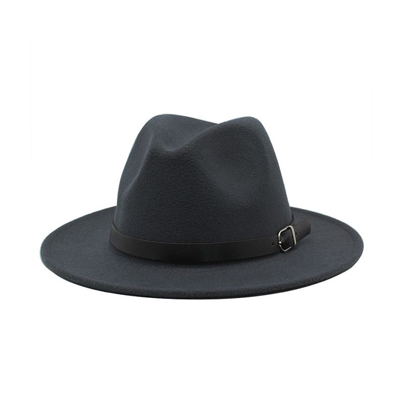 New Fedora Belt Hat Men Women Imitation Woolen spring Winter Felt Hats Men Fashion Jazz Hat European American Round Caps Chapeau
