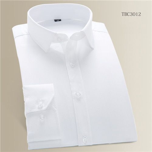 Mens Solid plain dress shirts Long Sleeve without chest pocket Square collar slim fit Social shirts for Men easy care formal top