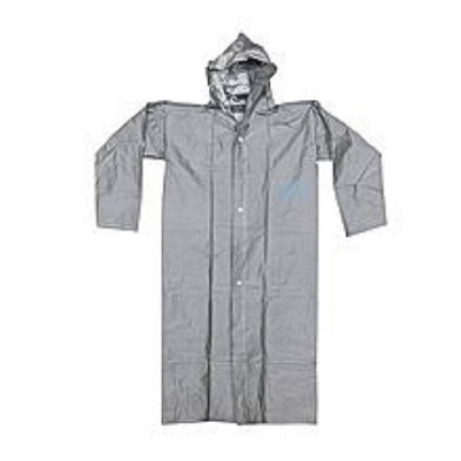 Silver Polyester Raincoat For Men