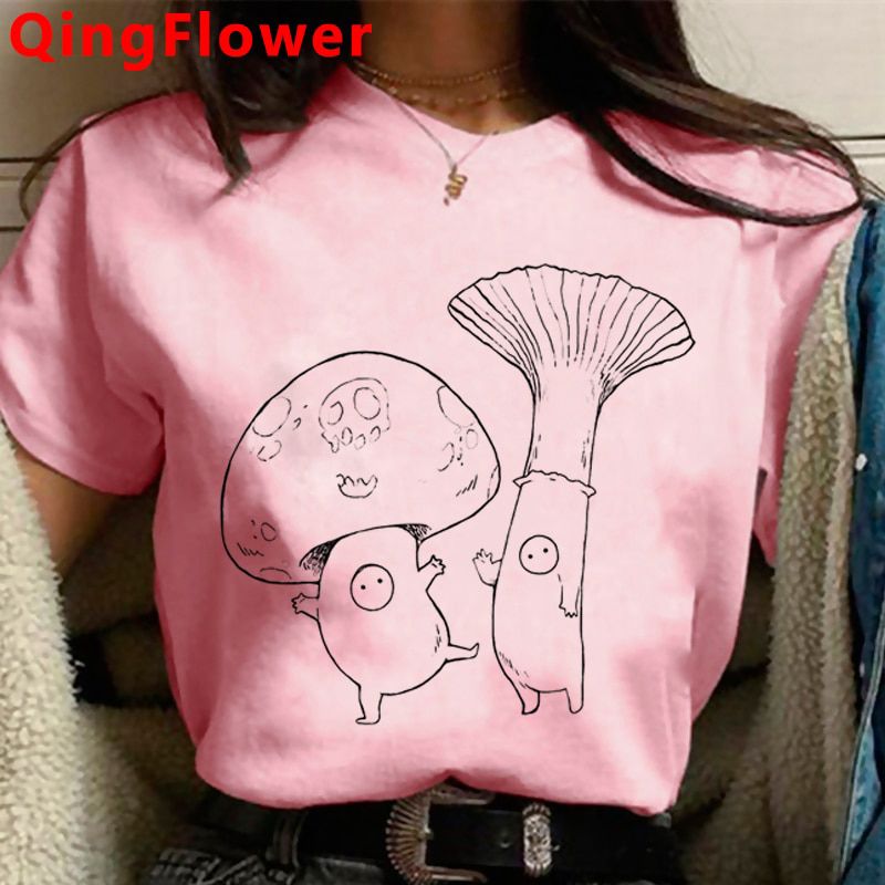Mushroom Kawaii Ulzzang Tumblr Grunge Graphic Women T Shirt 90s Harajuku Casual Top Female Tshirt Summer Cartoon Ladies Tees
