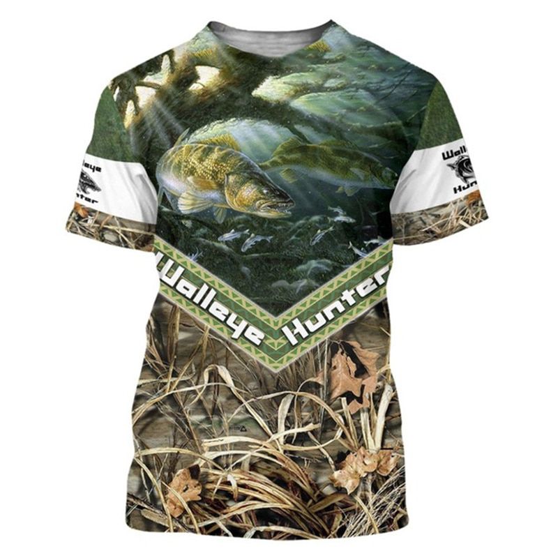 Spring Summer Popular 3D Printing Fishing Pattern Fish Printing Men's Fashion T-shirt Printing Casual Men's T-shirt