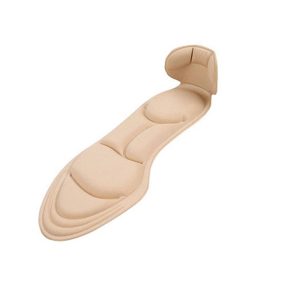 1pair 5D Breathable Sponge Shoe Pads Antislip Massage Heel Insoles (Beige)