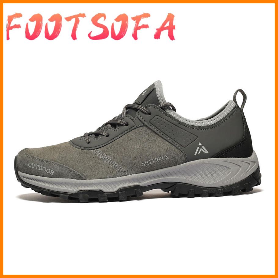 Leather Men Trainers Shoes Flat Lovers Outdoor Casual Shoes Non-slip Wear-resistant Shoes Round Toe Lace Footwear