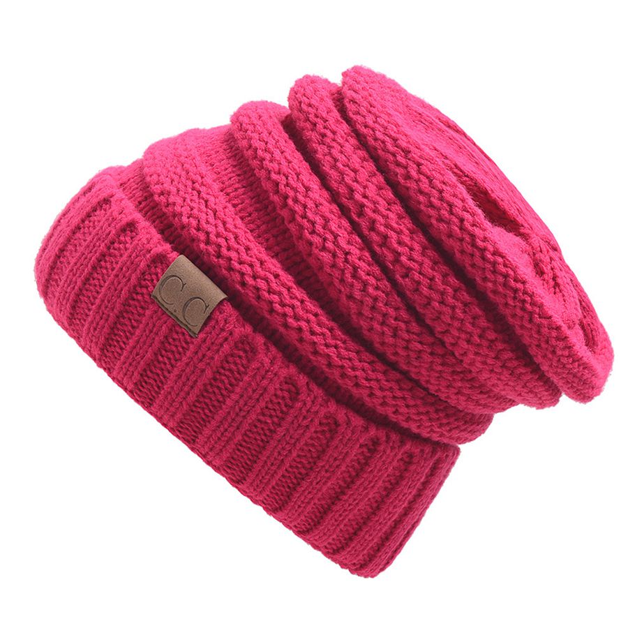Women Men Warm Knitted Beanie Hat Woolen Yarn Cuffed Winter Cap