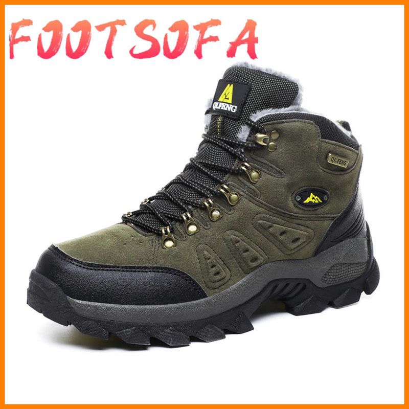 Brand Men Winter Snow Boots Waterproof Leather Sneakers Super Warm Men's Boots Outdoor Unisex Hiking Boots Work Shoes Size 36-48