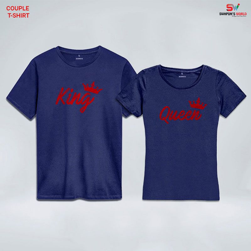 King Queen Valentine Special Couple Half Slevee T-Shirts - 15500T