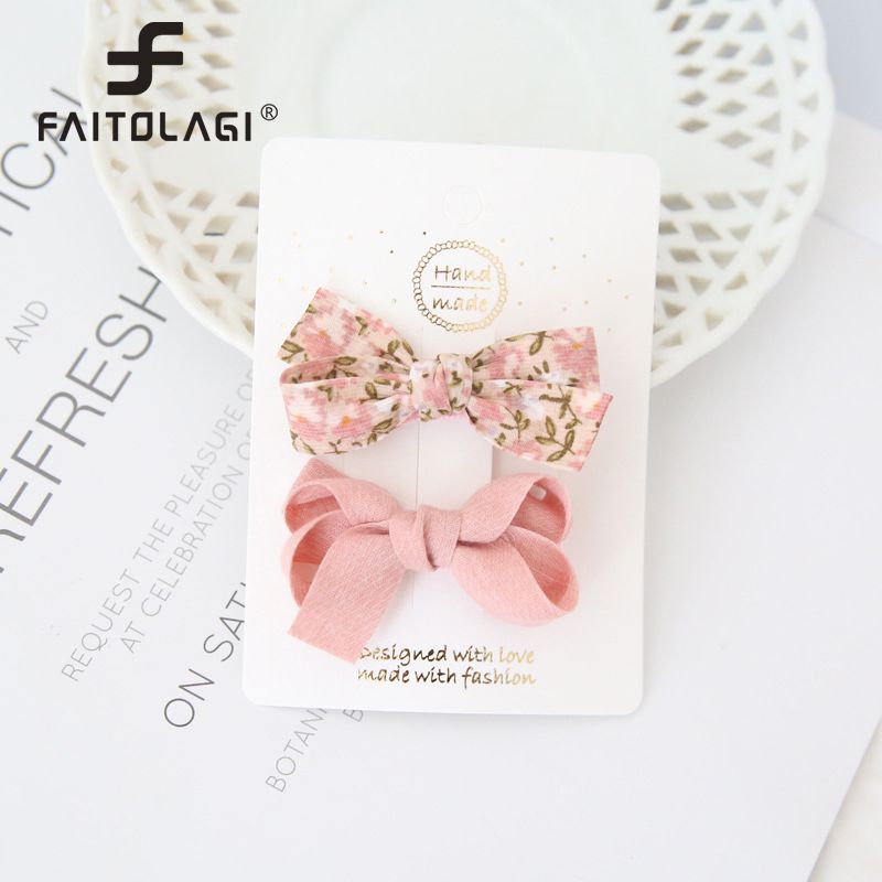 2Pcs/Set Baby Girl Bow Hair Clips Floral Plaid Bowknot Hairpins for Children Baby Hairpins Kids Barrettes Baby Hair Accessories