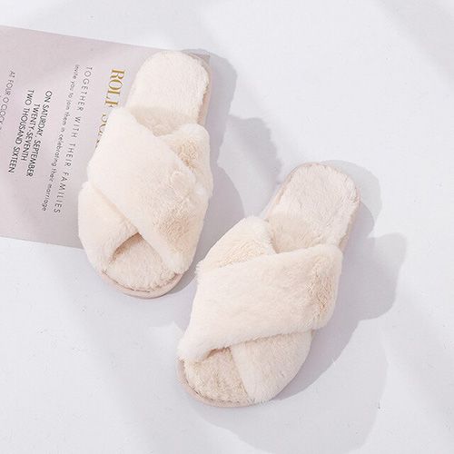 Classic Design Women Winter House ry Slippers Fluffy Faux Home Slides Flat Indoor Floor Shoes Ladies Flip Flops