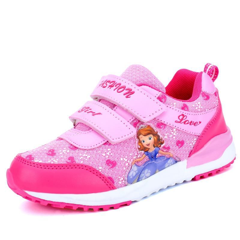 Fashion Girls Casual Shoes Soft Sole Hook&Loop Sneakers Outdoor   Mesh Sports Shoes for Kids (Pink,Purple)