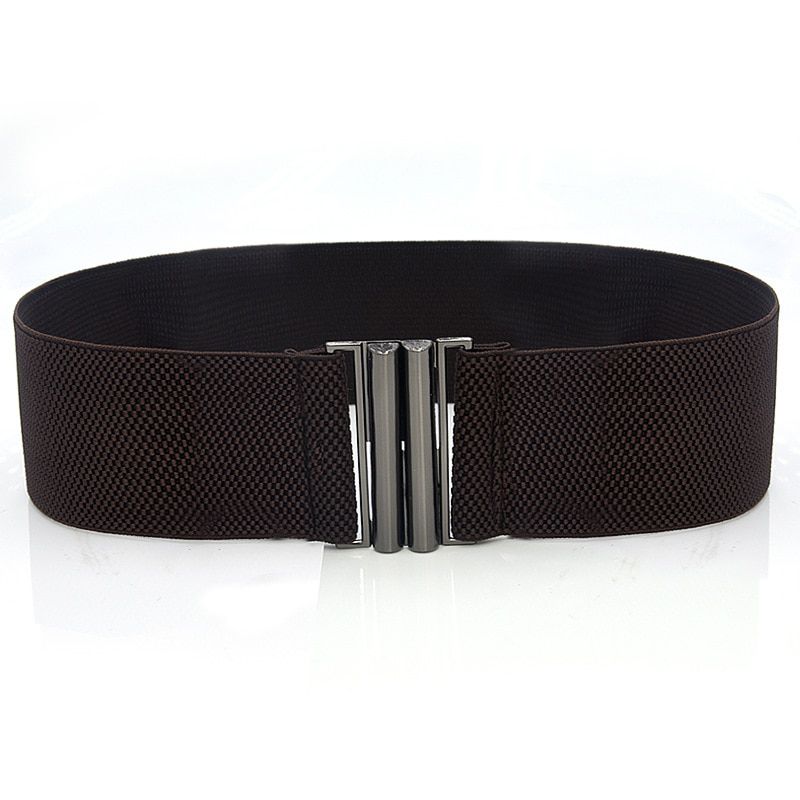 Metal Buckle Solid Color Stretch Cinch Waistband Corset Belt Wide Elastic Belt Waist Belt Lady Cummerbands