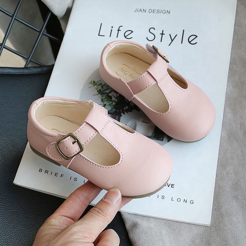 Minimalist Soft Leather Velcro Toddler Shoes Sweet Girls Anti-skid Flat Shoes 1-6 Years Old Kids Shoes