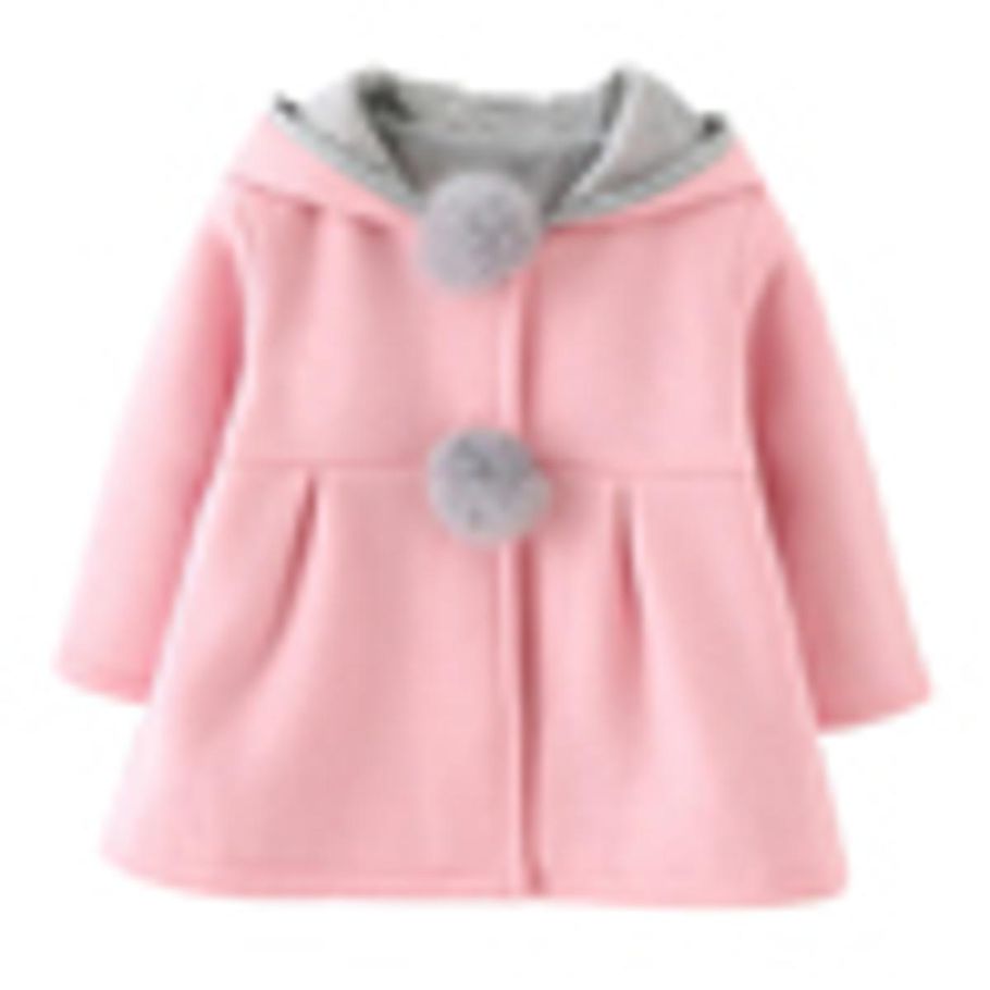 Lovely Baby Rabbit Ears Hooded Girls Spring Autumn Jket Coat Warm Outerwear