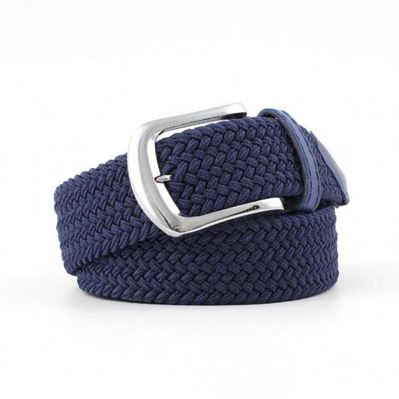 Fashion Elastic Canvas Belts for Women Knitted Pin Buckle Adjustable Waist Belt Male Weave Jeans Decoration Strap