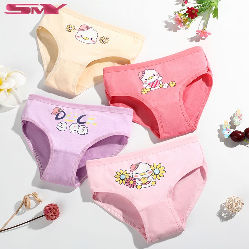 Pack of 4-New Design Girls Cotton Boxer Panties Cute Cartoon Comfortable Underwear Soft Breathable Briefs