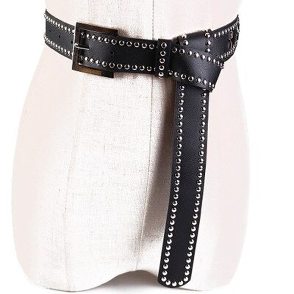 Punk Luxury Women PU Belt with Rivet Gothic Punk Rock Waist Belts accessories Ins Style TOYOOSKY