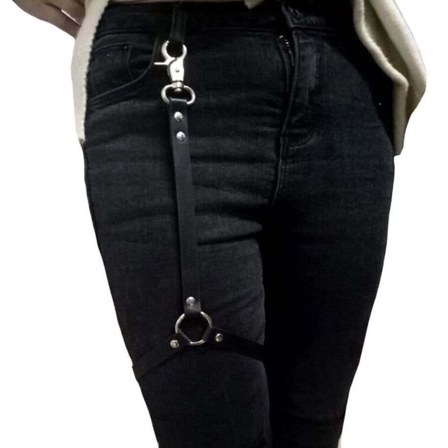 CEA Fashion Women Waist Belt Leather Leg Harness Harajuku Single Strap Leather Punk Suspender Adjustable Leg Handmade Garters