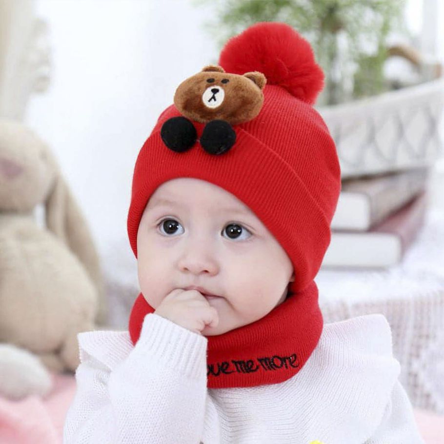 Baby fashionable winter ক্যাপ ও গলার স্কার্ফ সেট
