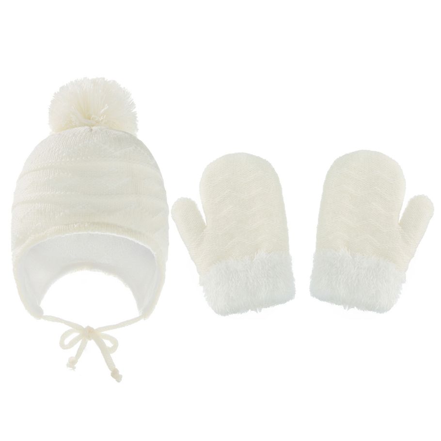 Knitted Hat Breathable Thicken Knit Hat Gloves Set