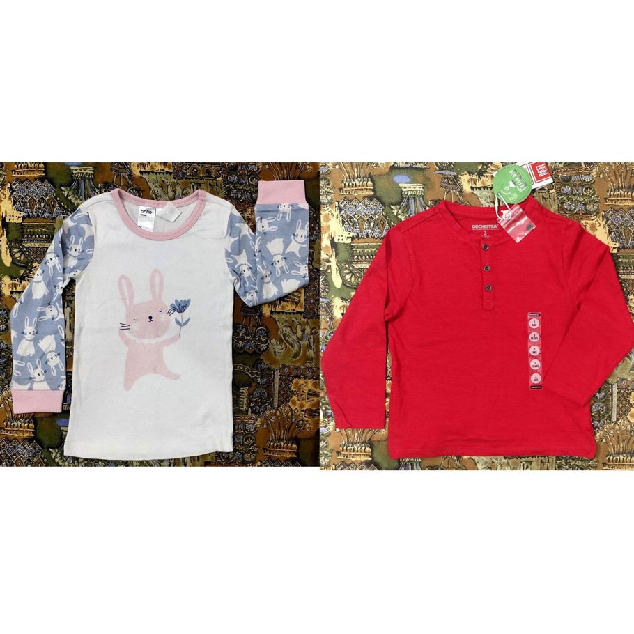 Kid's Full Sleeve T-Shirt (Red Button & Pink Rabbit 2 Pcs Combo)-5 Years