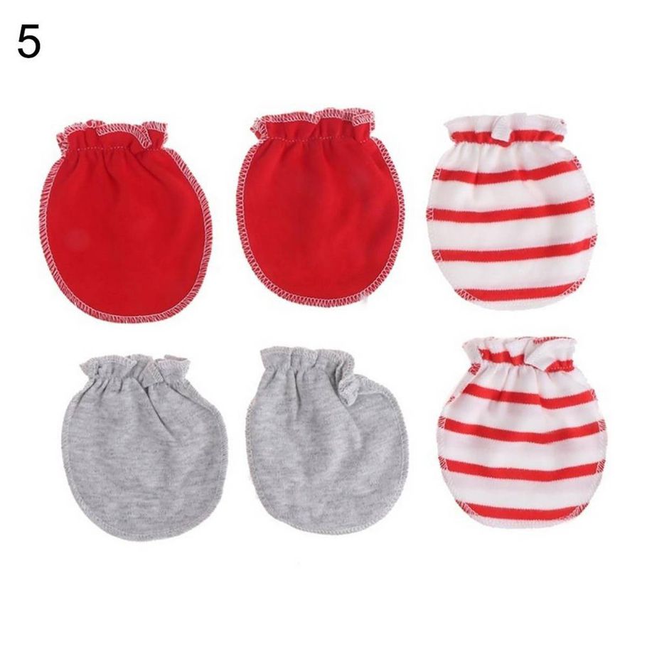 3Pairs/Set Breathable Adjustable Newborn Baby Cotton Mittens Anti Scratch Gloves