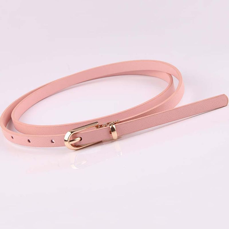 1PC Women Faux Leather Belts Candy Color Thin Skinny Waistband Adjustable Belt Women Dress Strap
