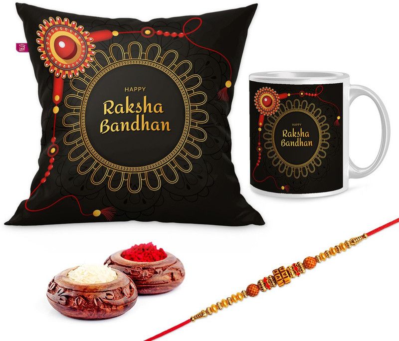 Cushion Set  ((1 Rakhi, 1 Cushion Cover, 1 Cushion Filler, 1 Coffee Mug, 1 Roli Chawal Packet,)