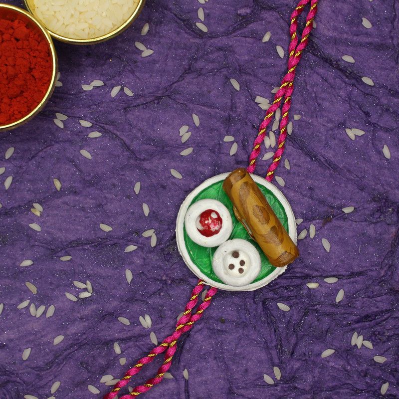 Rakhi Set  (Dosa Food Rakhi, Roli Chawal, Rakhi Card)