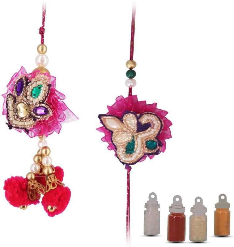 Lumba, Chawal Roli Pack, Rakhi Set  (2 Rakhi + Free Roli, chawal, Haldi and Mishri)