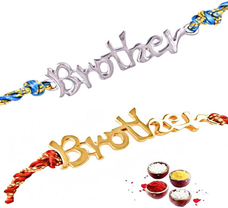 Rakhi, Chawal Roli Pack Set  (2 BRACELET RAKHI SET COMBO With Roli Chawal)