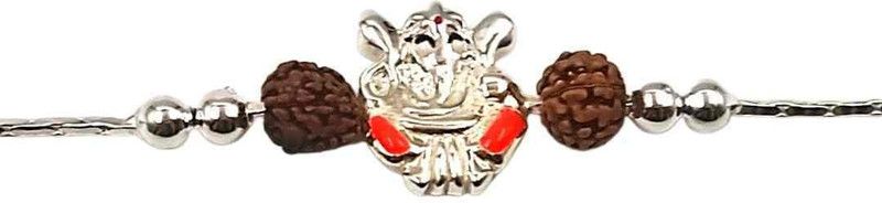 Rakhi Set  (925 Sterling Silver Small Ganesha Rakhi with Chawal Roli pack)