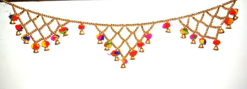 ONRR Toran Pom-Pom Jhalar Multi(packof1) Toran  (fummar:thread/wool, Pom-Pom, moti/beads)