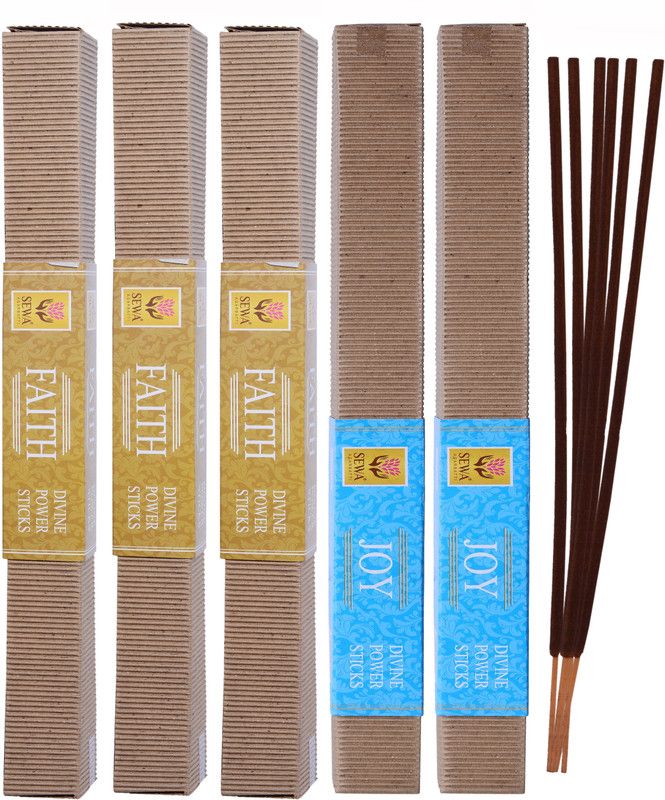 SEWA 3 Faith + 2 Joy Divine Power Incense Stick(16Inch Sticks - Pack of 5) Luxury Blend enhancing the mood of Worship and Faith/Fresh, Woody, Delightful  (15, Set of 5)