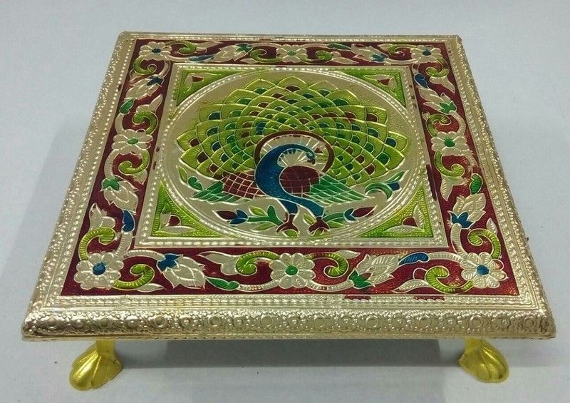 RAG Wood Pooja Chowki  (Multicolor, Pack of 1)
